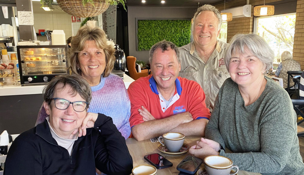 Ex-students returning to Parkes for this weekends Parkes High School Yr 10 1976 50th Reunion: Judi Clifton, Kym Hodges, Craig Stokes, Rodney Barnes, Debbie Miles.