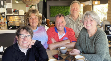 Ex-students returning to Parkes for this weekends Parkes High School Yr 10 1976 50th Reunion: Judi Clifton, Kym Hodges, Craig Stokes, Rodney Barnes, Debbie Miles.