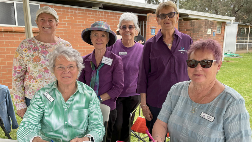Pictured at a previous Open Gardens & Markets day, Que members ready to greet visitors at the racecourse: standing Janene Dwyer, Susan Ball, Judy Chambers, Kay Craft and sitting are Jill Crisp and Colleen Staples.