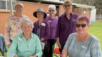 Pictured at a previous Open Gardens & Markets day, Que members ready to greet visitors at the racecourse: standing Janene Dwyer, Susan Ball, Judy Chambers, Kay Craft and sitting are Jill Crisp and Colleen Staples.