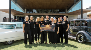 Pictured on launch day are the Parkes Elvis Festival team. Left to right: Lisa Moon, Jasmine Flaxman, Charlene Kaden, Bronte Thompson, Brendan Shipley, Sharon Klarner, Lily Paton, Nikki Bevan and Teresa Cooper.
