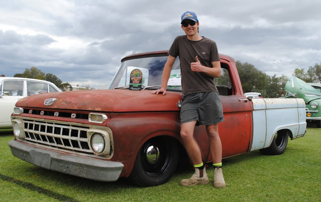 Sponsored by the Parkes Leagues Club the Encouragement Award was presented to Luke Holland from Eugowra with his 1965 Ford F100.